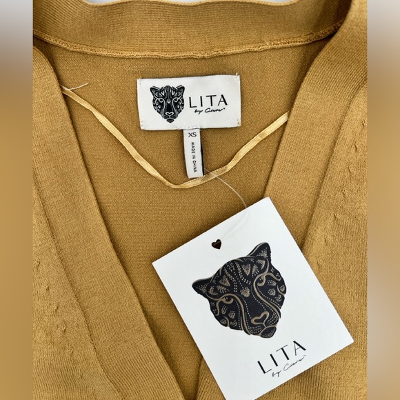 LITA BY CIARA - Long Cardigan Button Down in Iced Coffee Color - XS - Picture 4 of 11
